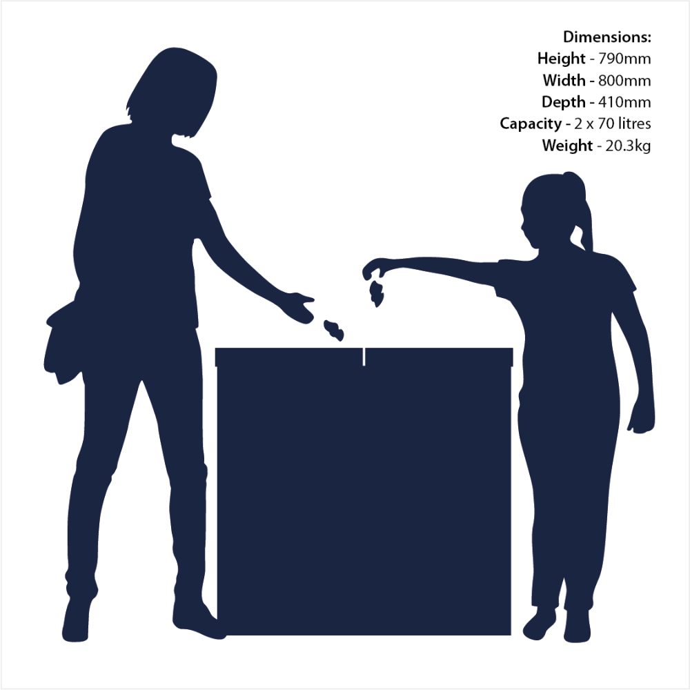 Popular Twin Litter Bin - 140 Litre