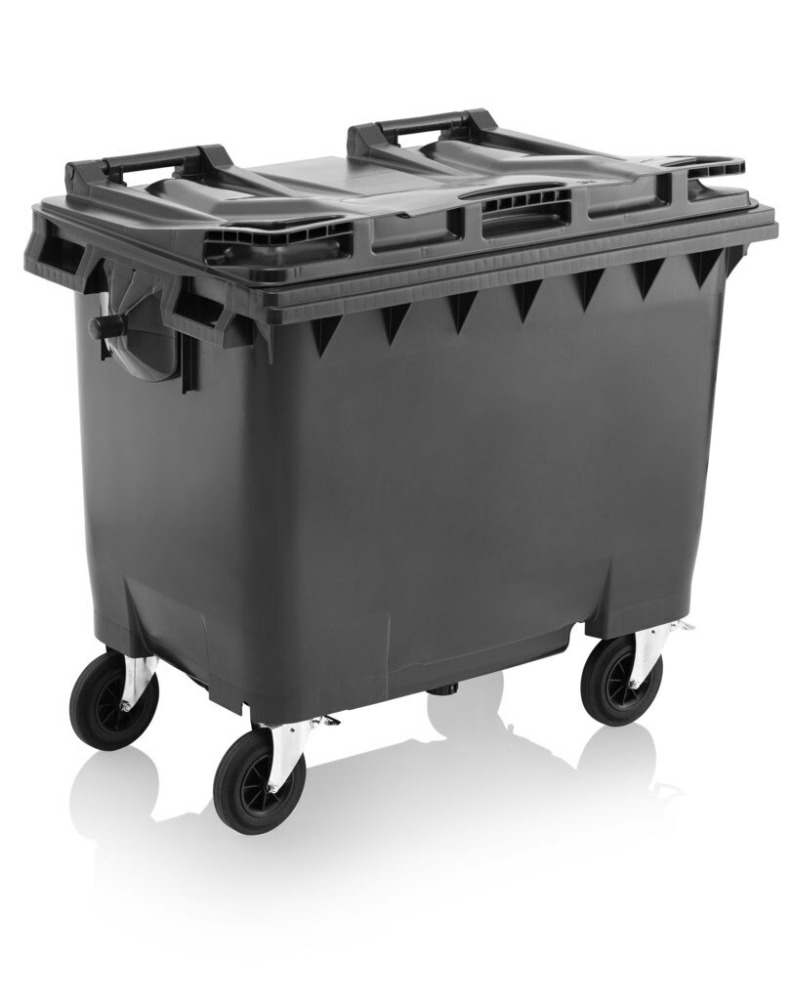 3x 660 Litre 4-Wheeled Bins - black