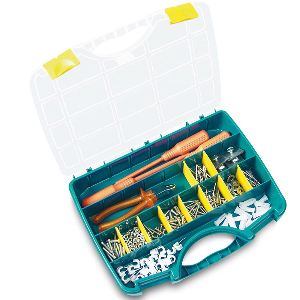Small Tool Accessories Organiser Carry Case With 21 Movable Dividers - Pack of 2