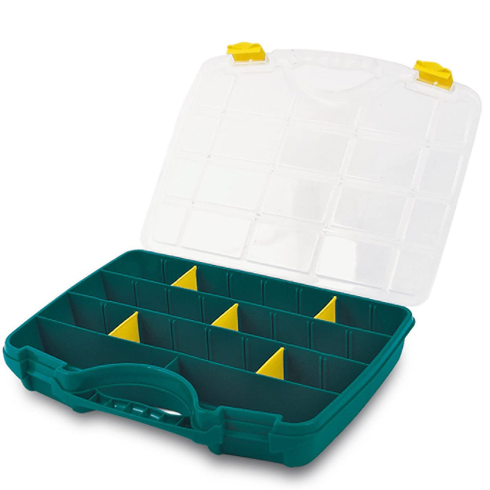 Small Tool Accessories Organiser Carry Case With 21 Movable Dividers - Pack of 2