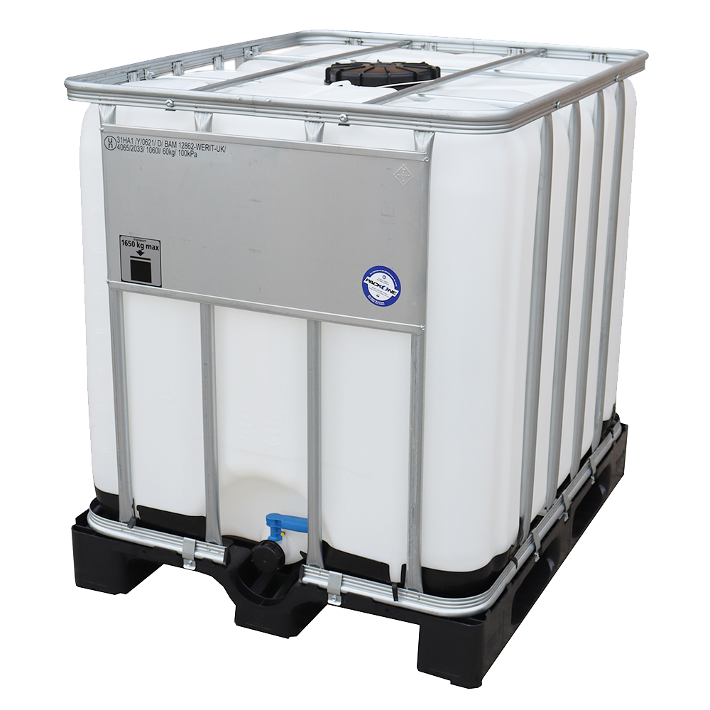 1000 Litre New IBC - 225mm Lid - Plastic Pallet - UN Approved