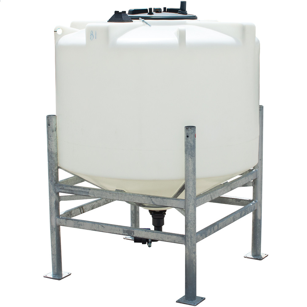 Natural Enduramaxx 1000 Litre 30 Degree Cone Tank with Frame 2" outlet and modified lid