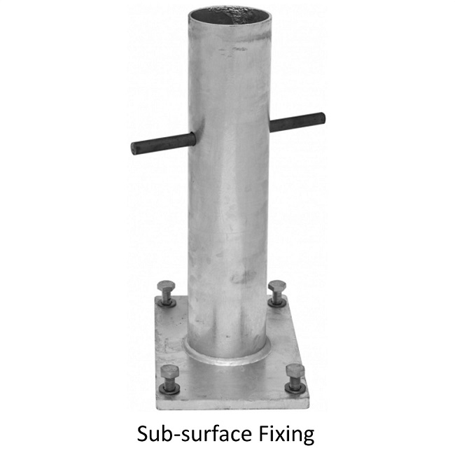 Commander Drop Down Frame Parking Post - White with Red Reflective Bands - Sub-surface Fix