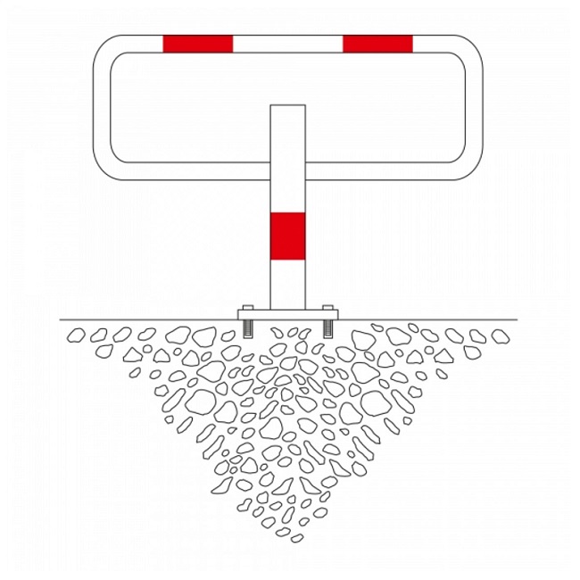 Commander Drop Down Frame Parking Post - Galvanised Finish with Red Reflective Bands