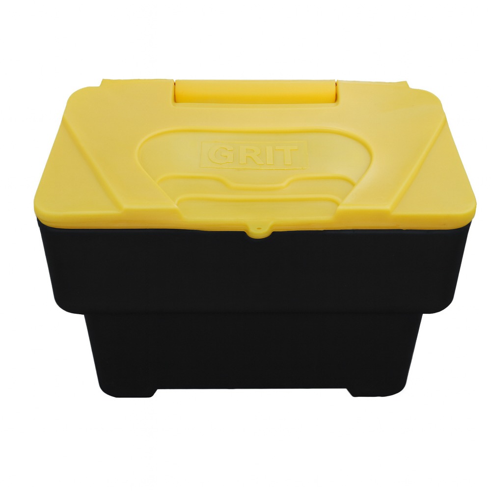 Black 3.5 Cu Ft Grit Bin with Yellow Lid - 115 Litre / 130 kg Capacity