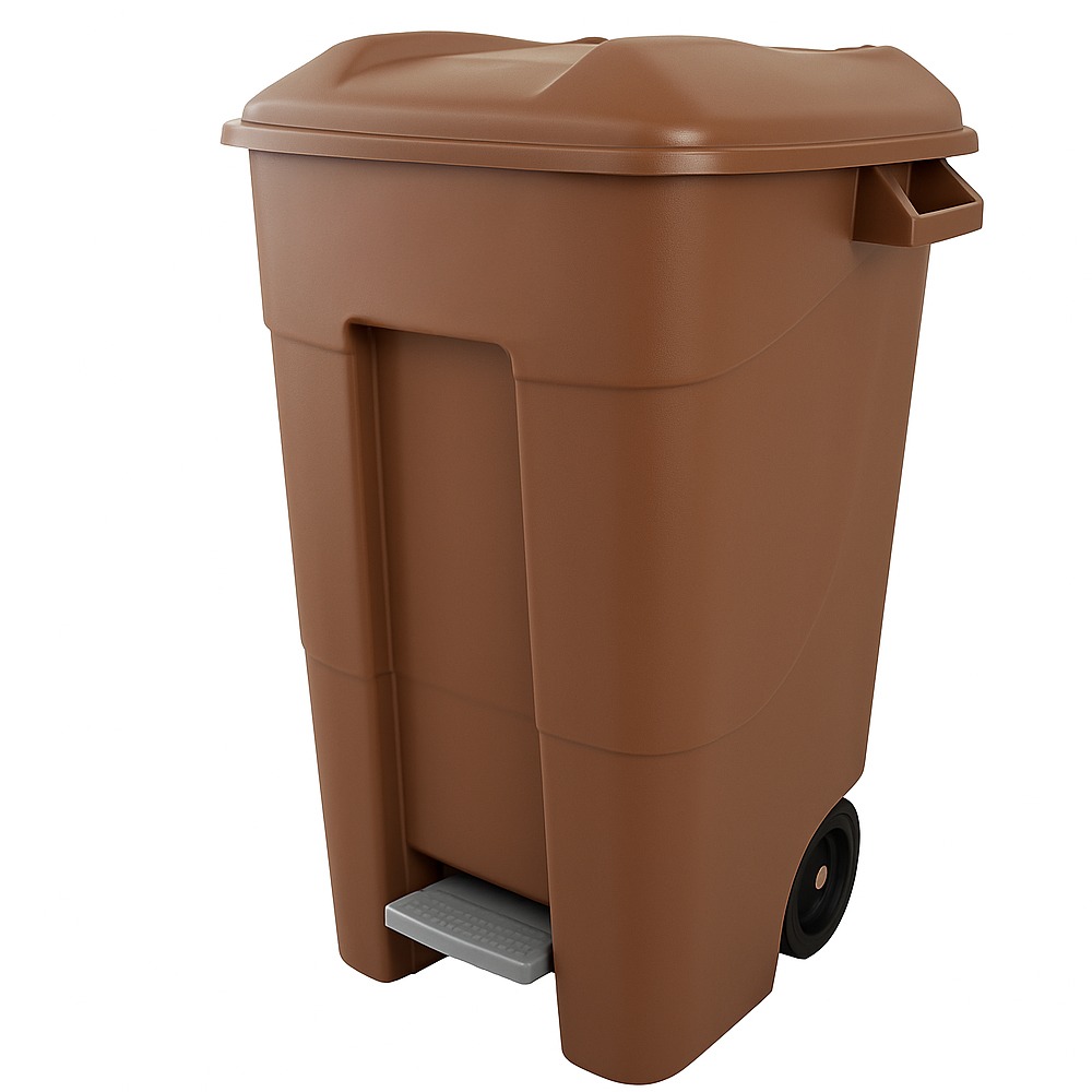 Pedal Operated Wheeled Litter Bin - 120 Litre Capacity - Solid Colour
