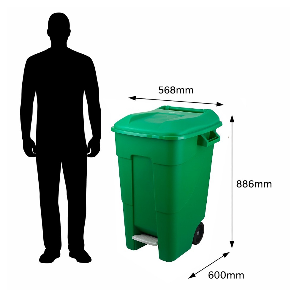 Pedal Operated Wheeled Litter Bin - 120 Litre Capacity