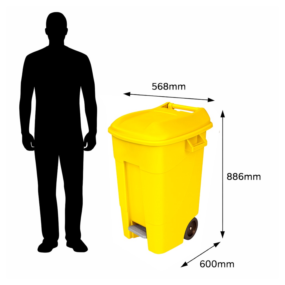 120 Litre Yellow Clinical Waste Bin - Pedal Operated