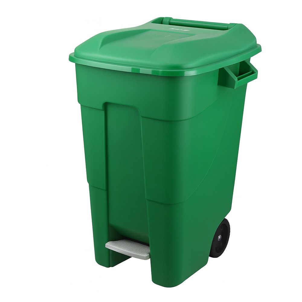 Pedal Operated Wheeled Litter Bin - 120 Litre Capacity - Solid Colour