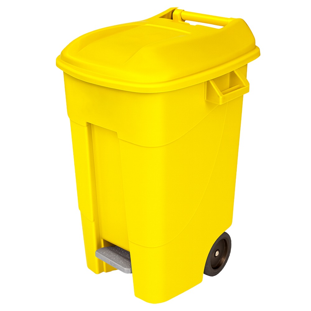Pedal Operated Wheeled Litter Bin - 120 Litre Capacity - Solid Colour