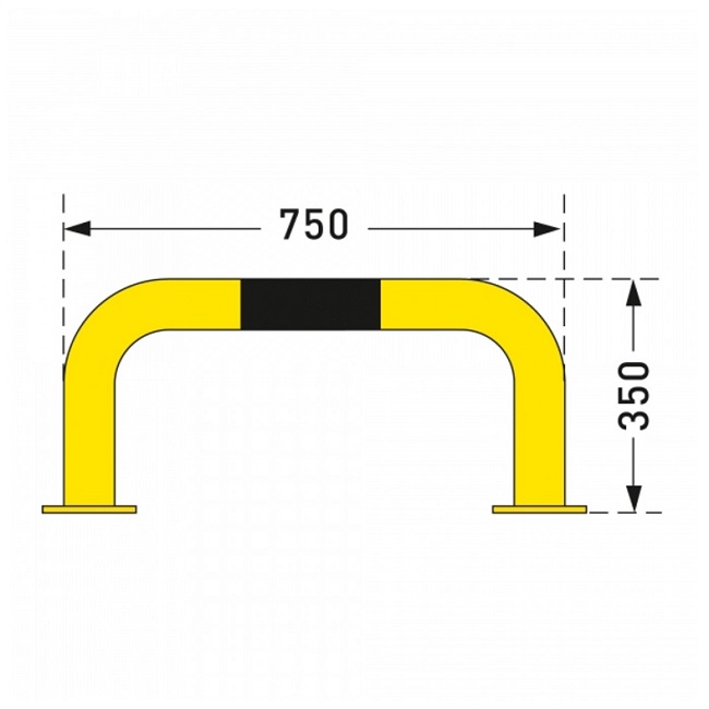 Black Bull Steel Collision Protection Guard - 350 x 750mm - Yellow and Black