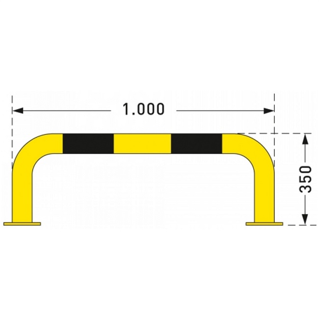 Black Bull Steel Collision Protection Guard - 350 x 1000mm - Yellow and Black