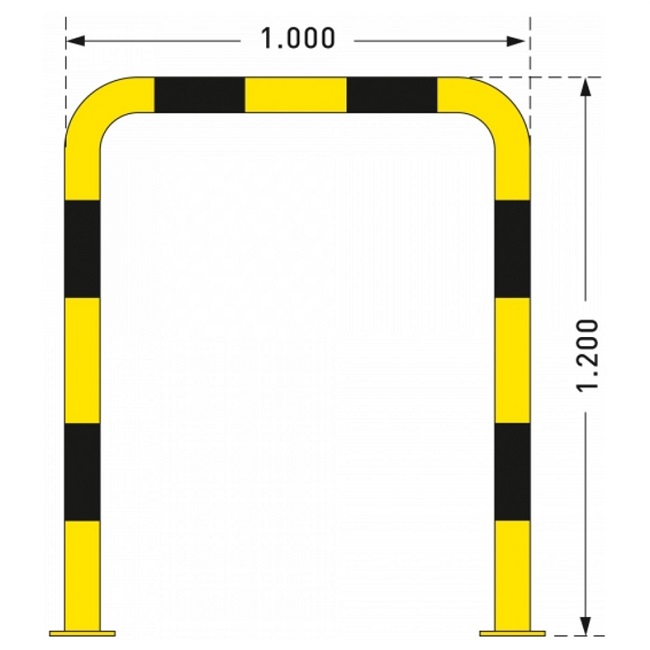 Black Bull Steel Collision Protection Guard - 1200 x 1000mm - Yellow and Black