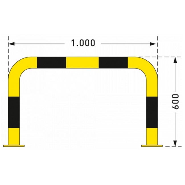 Black Bull Steel Collision Protection Guard - 600 x 1000mm - Yellow and Black
