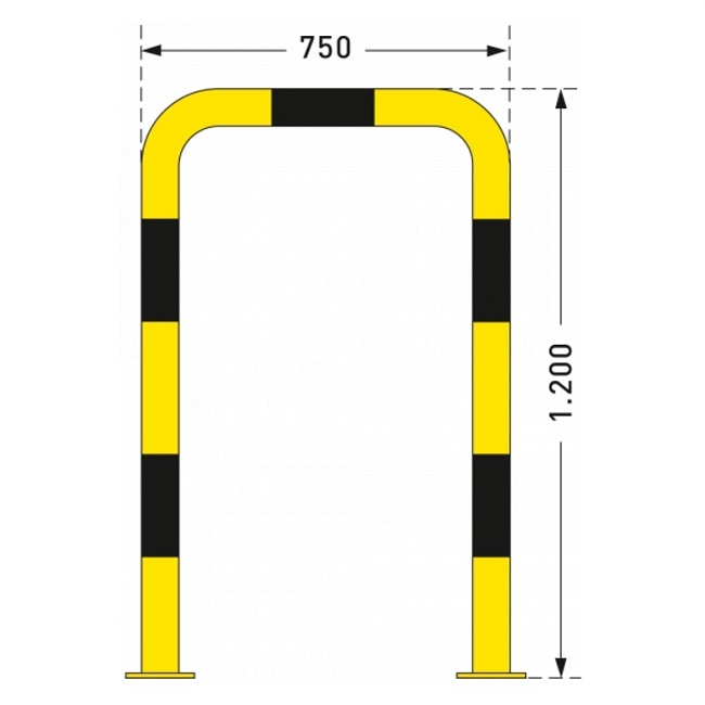 Black Bull Steel Collision Protection Guard - 1200 x 750mm - Yellow and Black