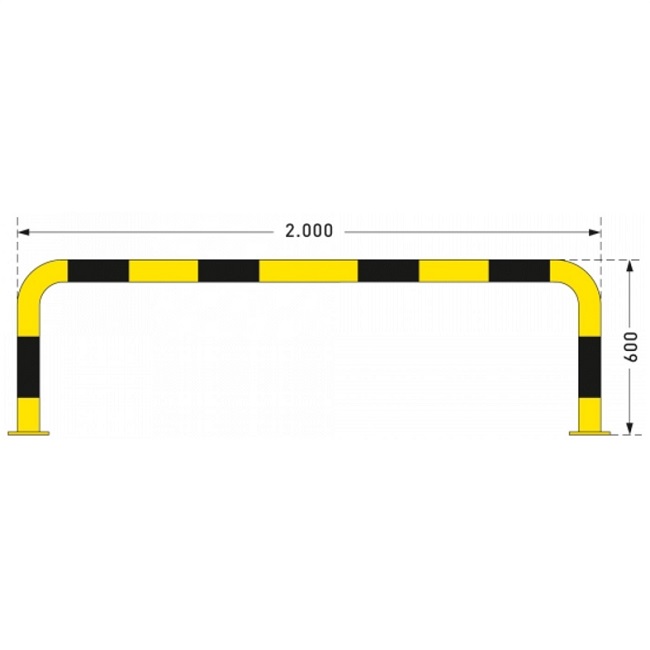 Black Bull Steel Collision Protection Guard - 600 x 2000mm - Yellow and Black