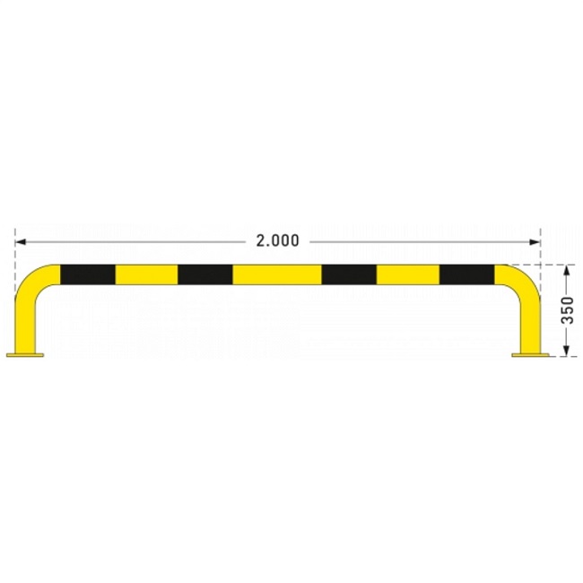 Black Bull Steel Collision Protection Guard - 350 x 2000mm - Yellow and Black