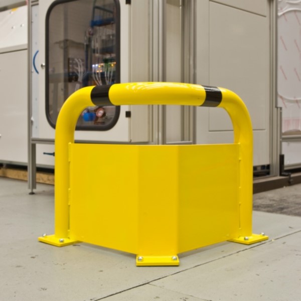 Black Bull Steel Corner Protection Guard with Underrun Panel - 600 x 600 x 600mm - Yellow and Black