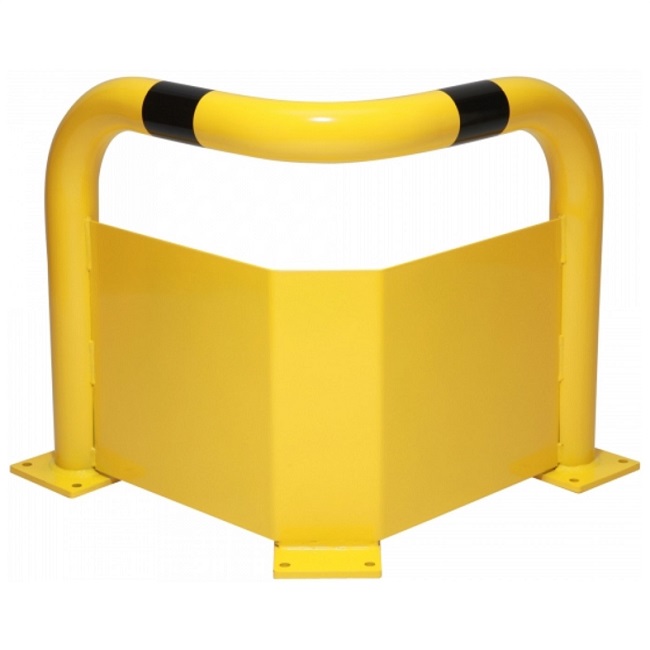 Black Bull Steel Corner Protection Guard with Underrun Panel - 600 x 600 x 600mm - Yellow and Black