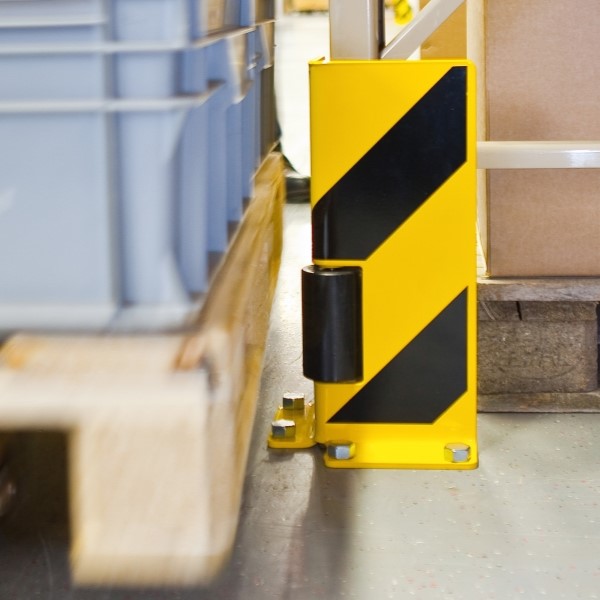 Pallet Racking Protector with Guide Roller - Right Angle Profile - 400 x 160 x 6mm