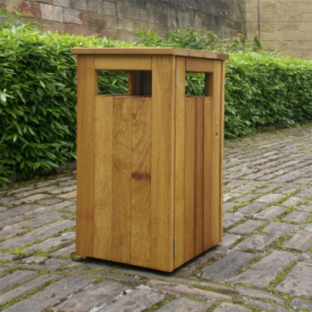 Iroko Hardwood Litter Bin - 98 Litre