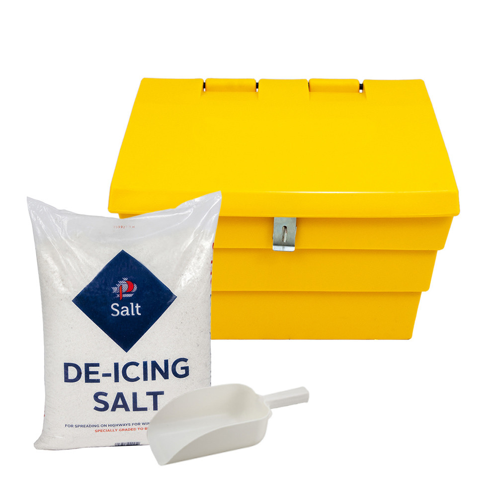 2 Cu Ft Lockable Grit Bin Winter Pack - 50 Litre / 50 kg Capacity