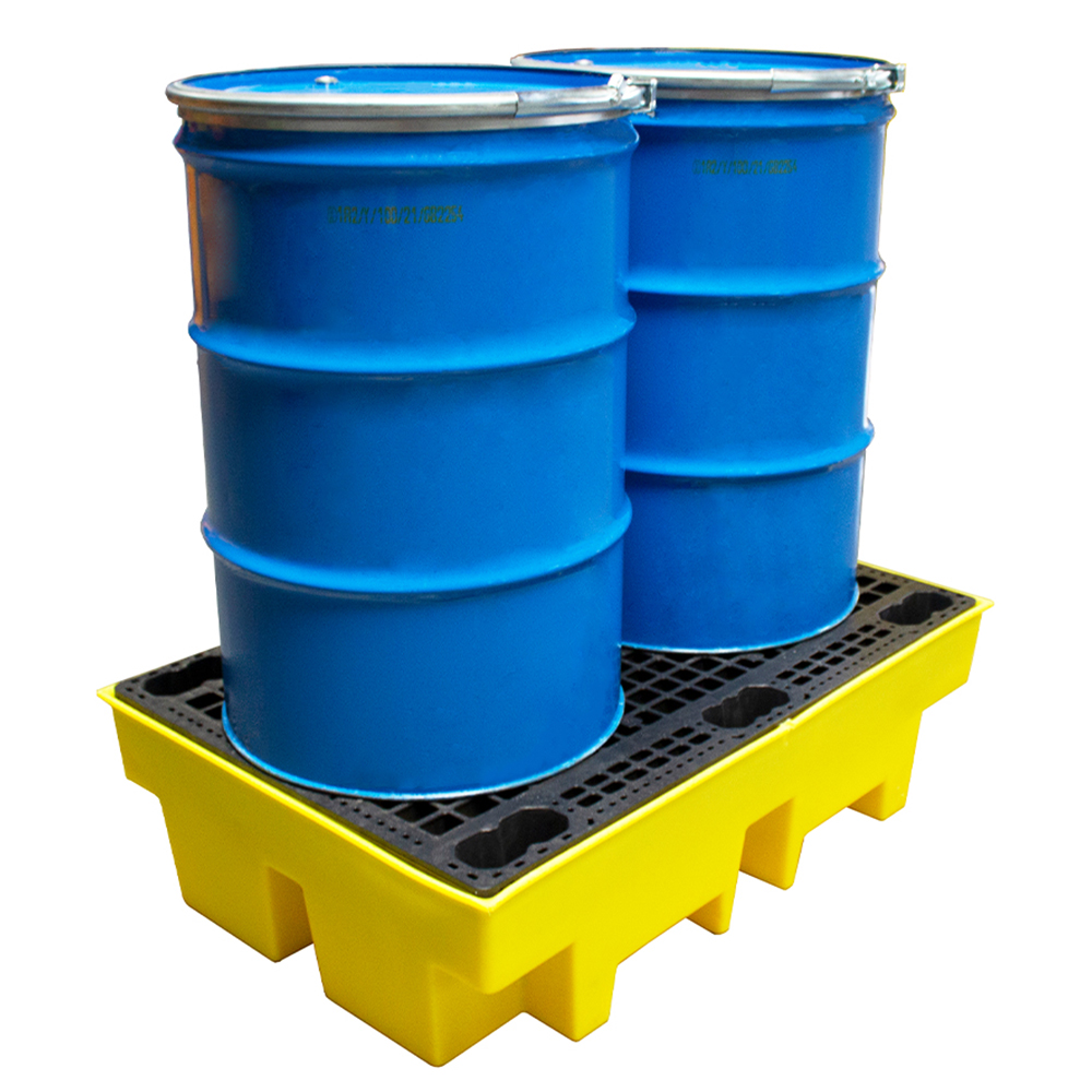 2 Drum Spill Pallet With Removable Grid - 240 Litre