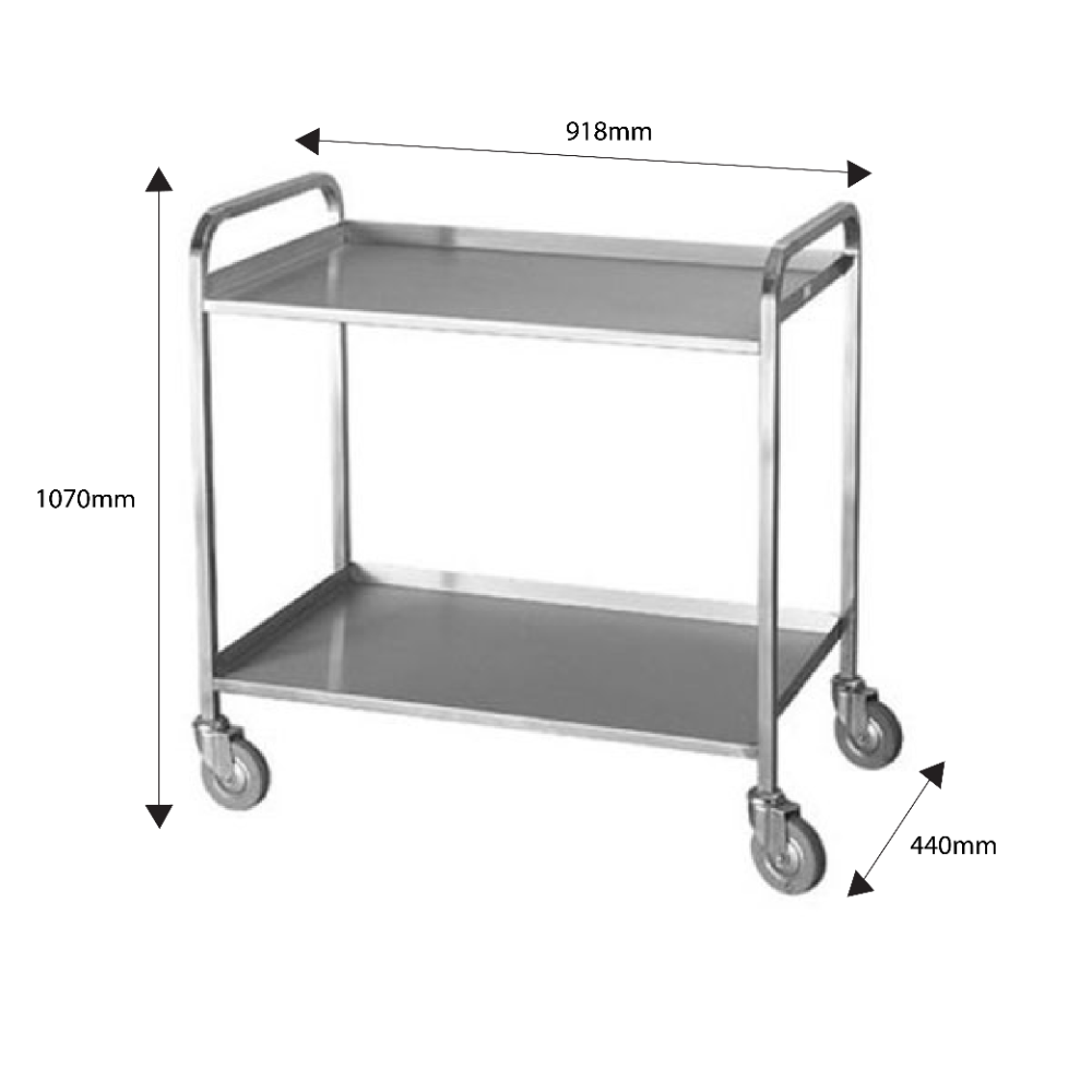 Heavy Duty Wheeled Trolley - Stainless Steel