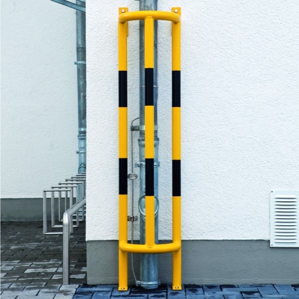 Wall and Ground Mounted External Pipe Protector - 1500 x 350 x 300mm - Yellow and Black