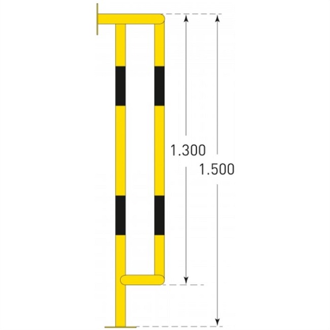 Wall and Ground Mounted External Pipe Protector - 1500 x 350 x 300mm - Yellow and Black