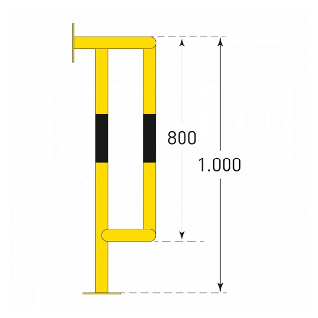 Wall and Ground Mounted External Pipe Protector - 1000 x 350 x 300mm - Yellow and Black