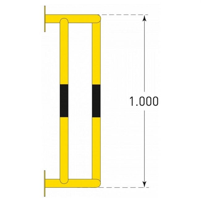 Wall Mounted External Pipe Protector - 1000 x 350 x 300mm - Yellow and Black