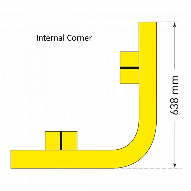 Black Bull Raised Corner Collision Protection Bars - 200 x 638 x 638mm - Yellow