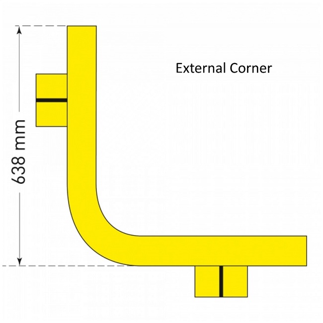 Black Bull Raised Corner Collision Protection Bars - 200 x 638 x 638mm - Yellow