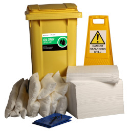 240 Litre Oil Spill Kit - Two Wheeled Bin