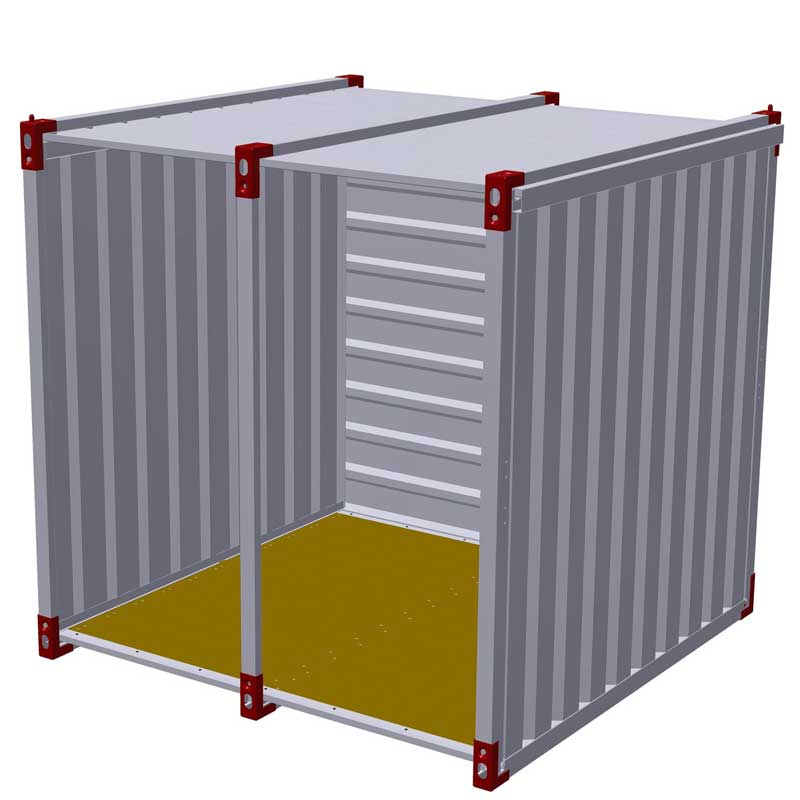 2.25m Flat Pack Multi-Purpose Metal Storage Container - Shed - CAD image