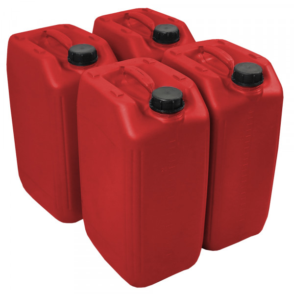 25 Litre Stackable Plastic Jerry Can - Red - UN Approved - x48 Pack -  Kingfisher Direct Ltd