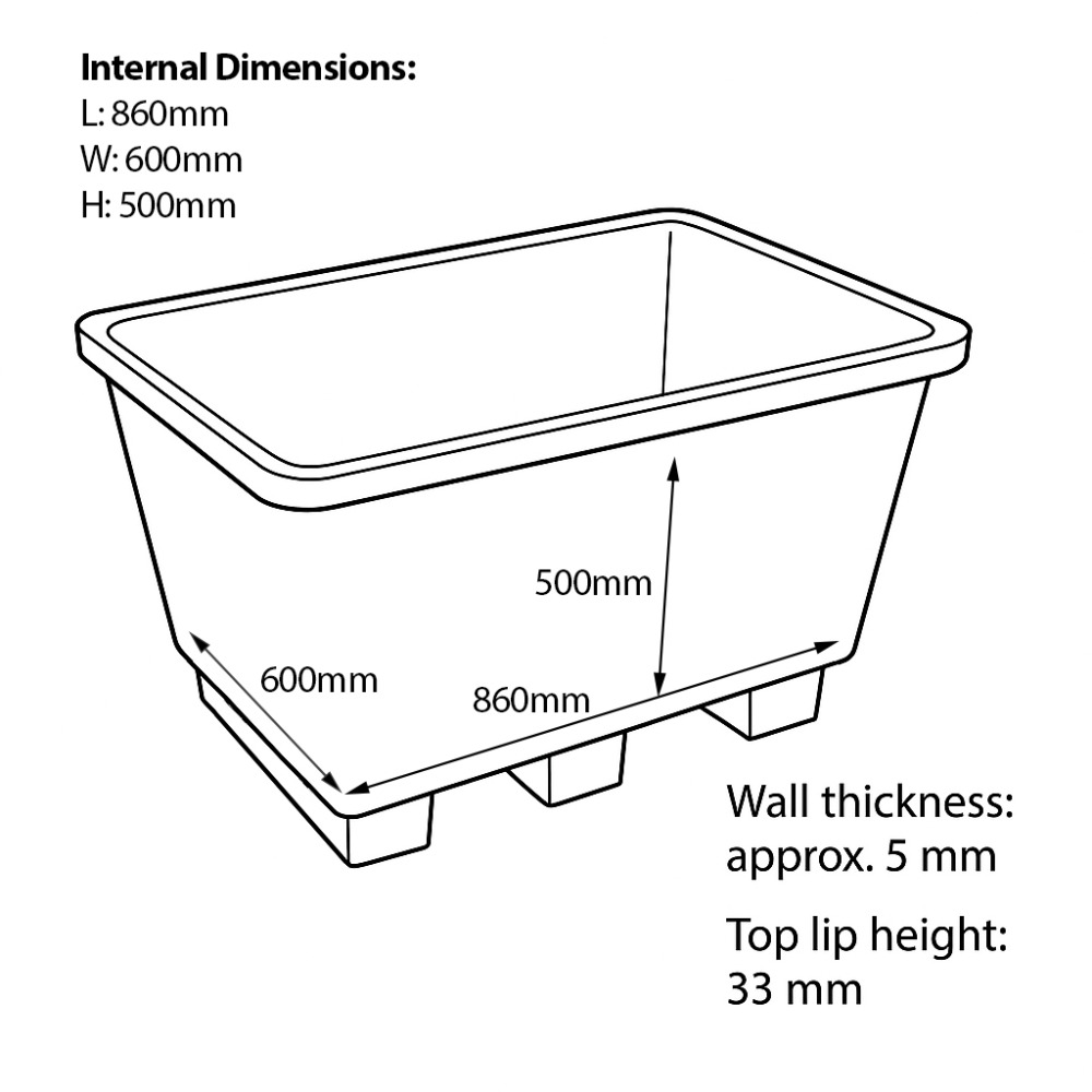 250 Litre FTL Fork Lift Premium Mortar Tub