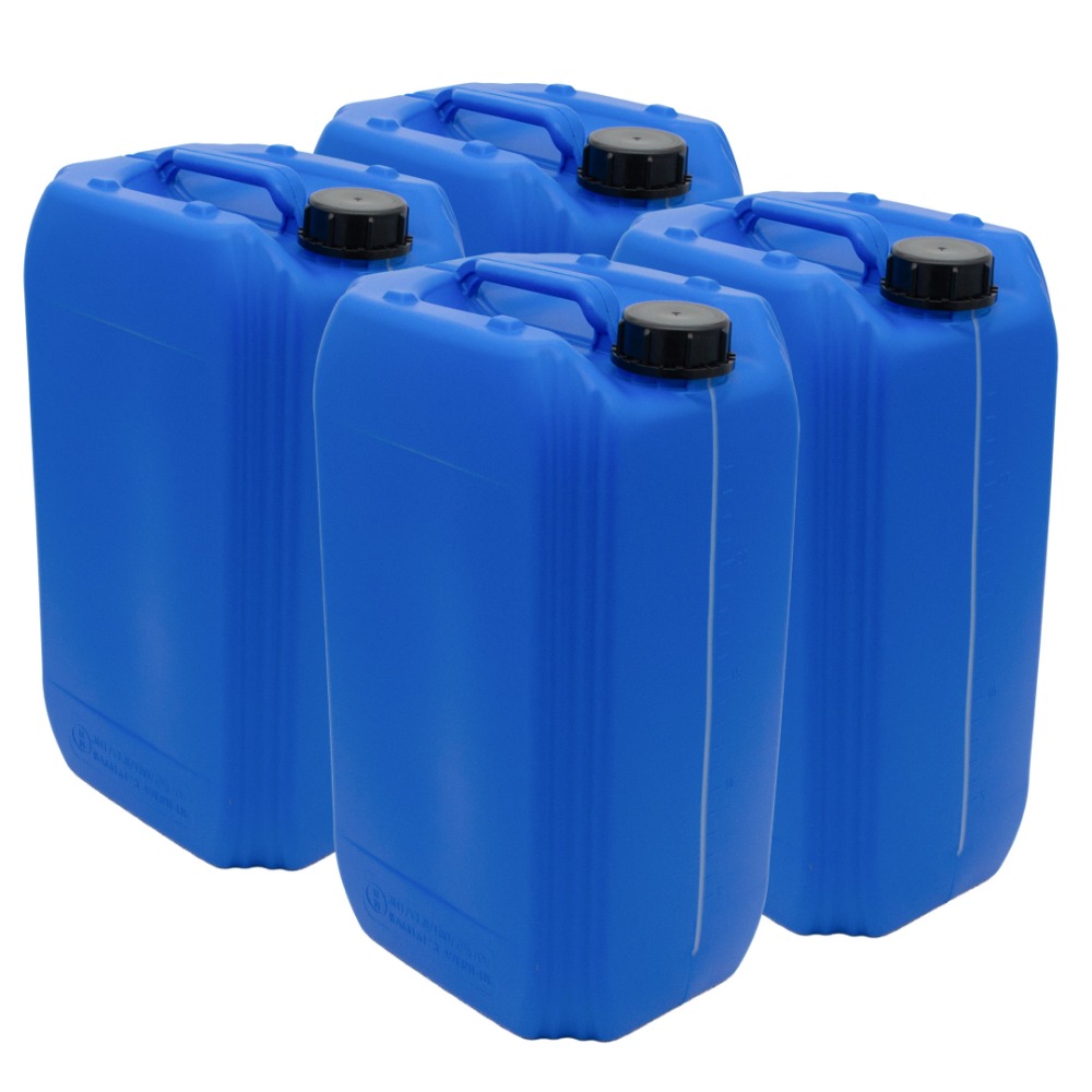 25 Litre Stackable Plastic Jerry Can - x4 Pack - Blue