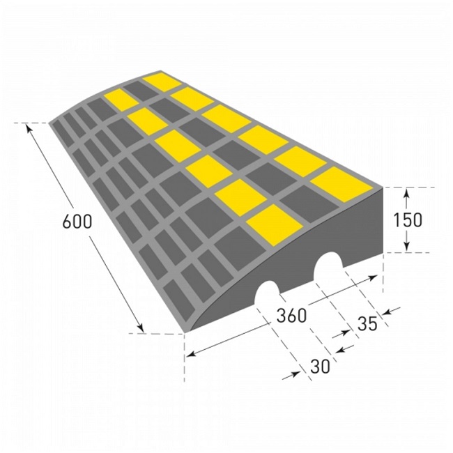 Traffic-Line Rubber Kerb Ramp - 600 x 360 x 150mm