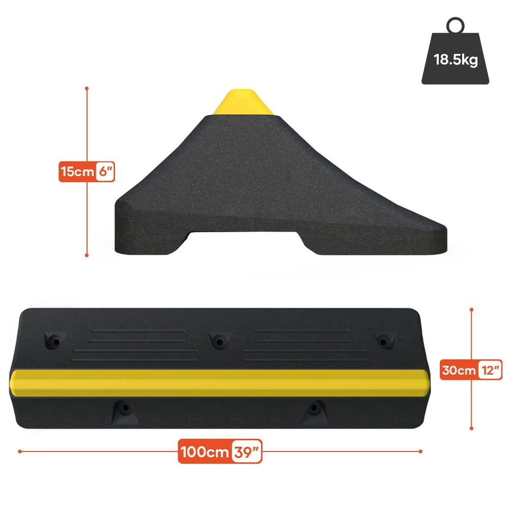 HGV Truck Wheel Stop - 100% Black Recycled PVC - 1000 x 300 x 150mm