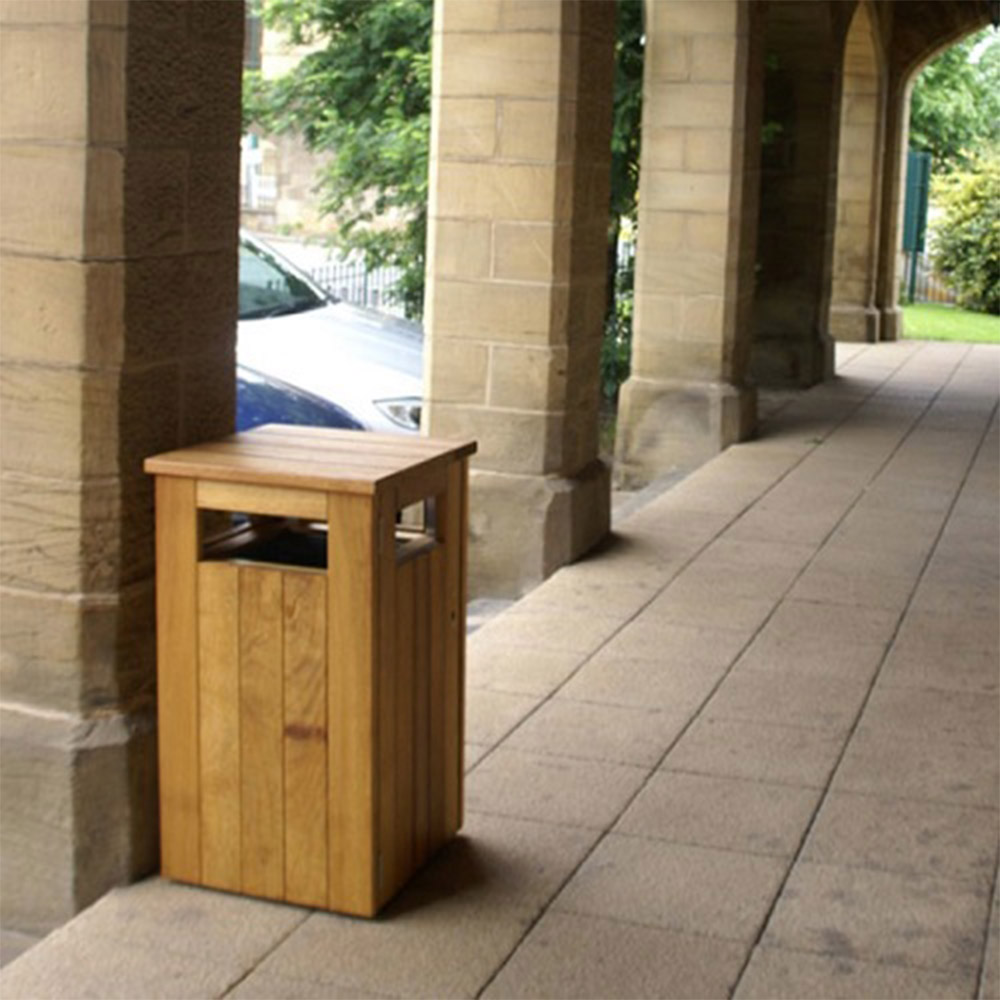 Iroko Hardwood Litter Bin - 98 Litre