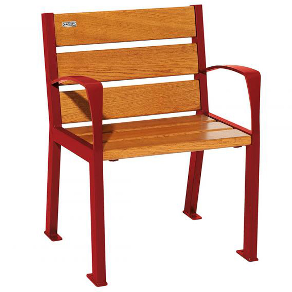 Silaos Wood and Steel Chair - Light Oak - Armrests - Purple Red
