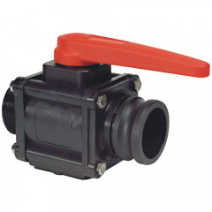 Black MDPE 3" Male BSP Ball valve with 3" Camlock Adaptor