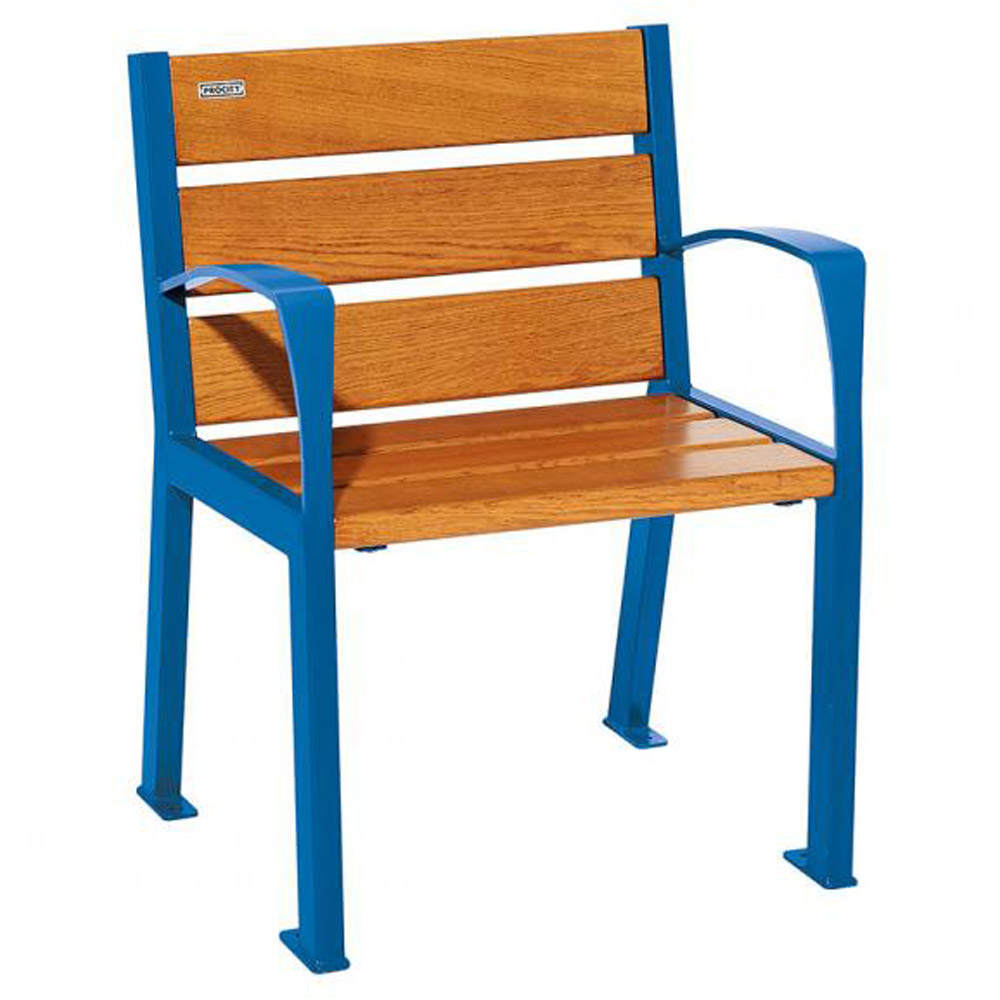 Silaos Wood and Steel Chair - Light Oak - Armrests - blue