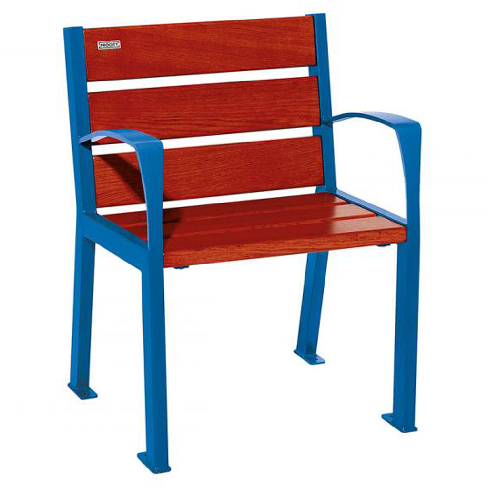 Silaos Wood and Steel Chair - Mahogany - Armrests - blue