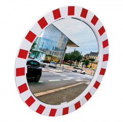 600mm Diameter Polymir Traffic Mirror with Red & White Frame