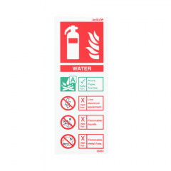 Glow in the Dark Water Extinguisher Sign - PVC - 200x75mm