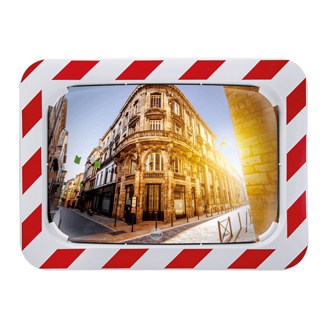 600 x 400mm Polymir Traffic Mirror with Red & White Frame