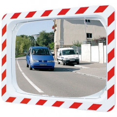 600 x 400mm Polymir Traffic Mirror with Red & White Frame